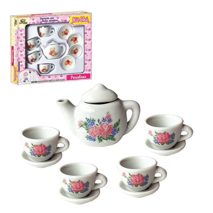 Kit Mini Jogo De Chá Cozinha Porcelana Infantil 9 Peças Flor Lembrancinha  Art Brink no Shoptime