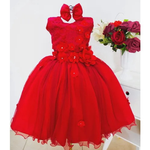 Vestido Infantil de Festa Rose com Branco Luxo Realeza Princesa Menina  Batizado