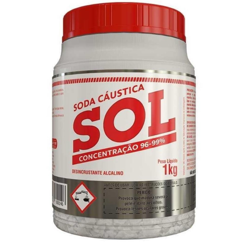 Soda Cáustica sol Desincrustante Alcalino 1 kg. Concentração 96-99% em ...