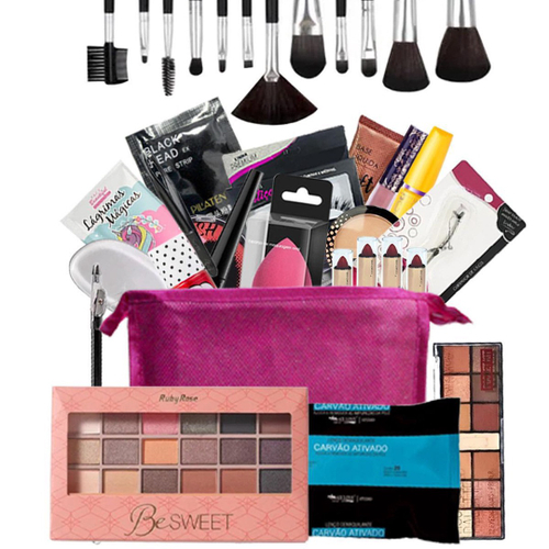 KIT COMPLETO DE MAQUIAGEM CASEIRA (12 PRODUTOS) 