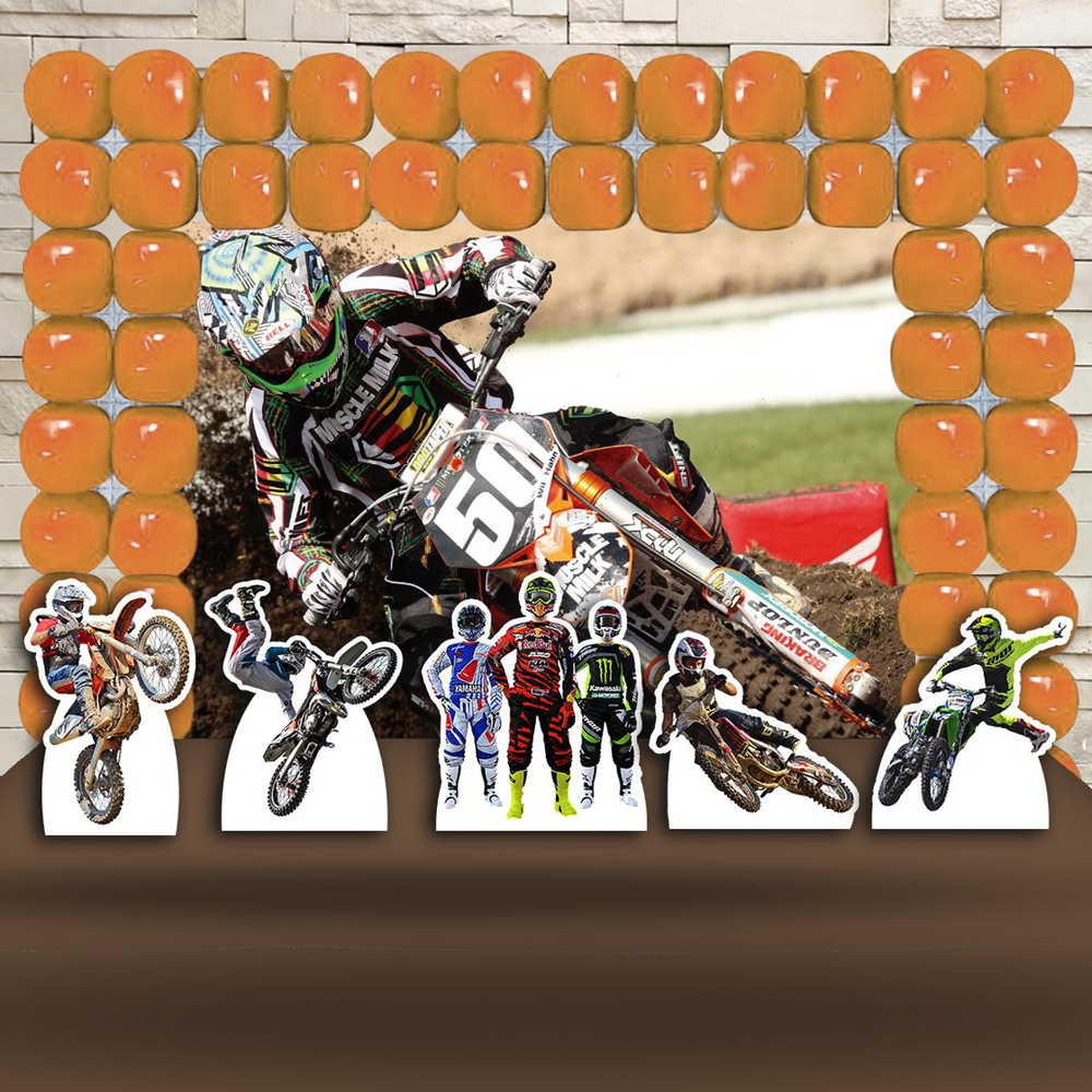 Kit Ouro Decoração De Festa Infantil Motos Grau Moto Empinando em