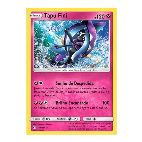 Carta Pokémon Lendário Tapu Fini Trovões Perdidos no Shoptime