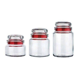 Conjunto de Potes de Vidro Multiuso Euro com 3 peças - Vermelho Menor preço em Conjunto de Potes de Vidro Multiuso Euro com 3 peças - Vermelho