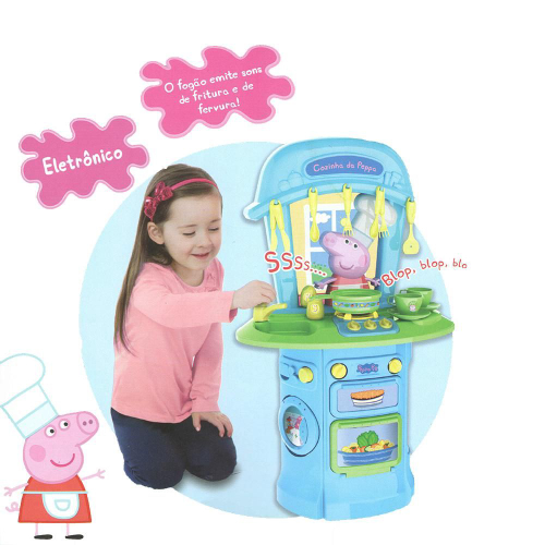 OBA Brinquedos - A Casa da Peppa Pig com som e luz, da DTC, é muito legal.  Ela possui 4 andares e 7 cômodos com acessórios como: telescópio, mesa com  computador, cadeiras