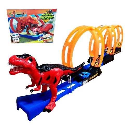 Pista Hot Carrinho Infantil Wheels Duplo Looping Dinossauro em