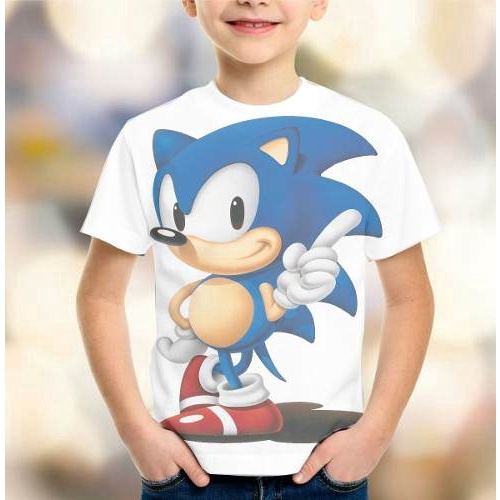 CAMISETA INFANTIL/ ADULTO SONIC CORRENDO SUBLIMAÇÃO