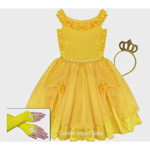 Compra online de Fantasia de A Bela e a Fera para meninas, Natal,  Halloween, Carnaval, Vestido Extravagante, Princesa Belle, Festa de  Aniversário, Vestido de Baile Amarelo 3 4 5 6 7 8 9 10 Anos