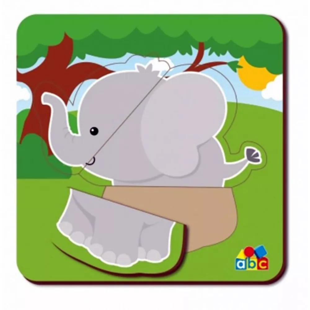 Quebra-Cabeças Desenho Animado Elefante Baleia Bbay Montessori