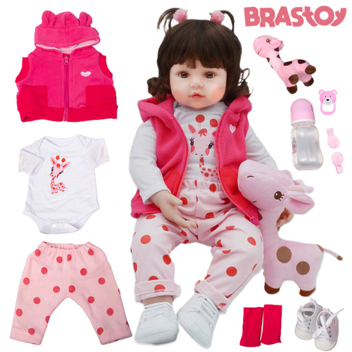 Brastoy Boneca Bebê Reborn Silicone Menina Elefantinho Olhos Castanho 55cm  em Promoção é no Buscapé