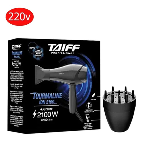 Secador de cabelo Taiff Elegance Tourmaline Íon preto 127V