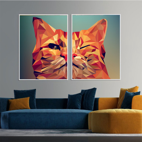 Quadro Decorativo moderno Pintura engraçada de um gato cinza - TenStickers