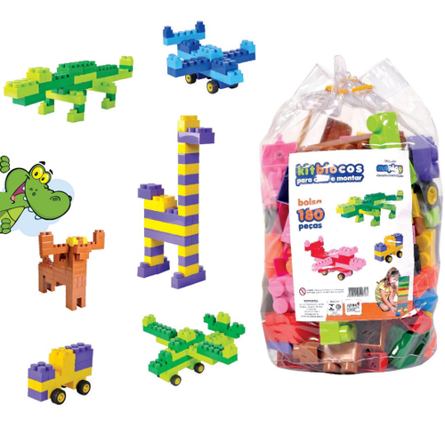 Kit Blocos 180 Peças De Montar Infantil - Maptoy em Promoção na Americanas