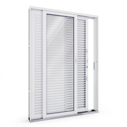 Porta de Aço Balcão de Correr Esquerda Flex 2 Folhas Móveis e 1 Fixa Natural Lucasa Facilità Menor preço em Porta de Aço Balcão de Correr Esquerda Flex 2 Folhas Móveis e 1 Fixa Natural Lucasa Facilità