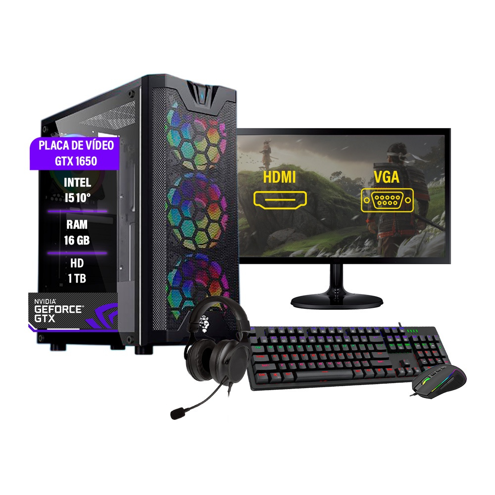 PC Gamer Intel Core i5 10400F - GTX 1650 4GB - 8GB RAM - SSD 240GB - 500W - PC  Gamer com o melhor preço é na Coimbra Virtual