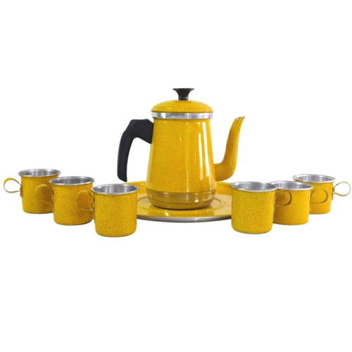 Jogo De Xícaras Com Bule Completo Café Chá Pires 12pcs Preto - R$ 195,04