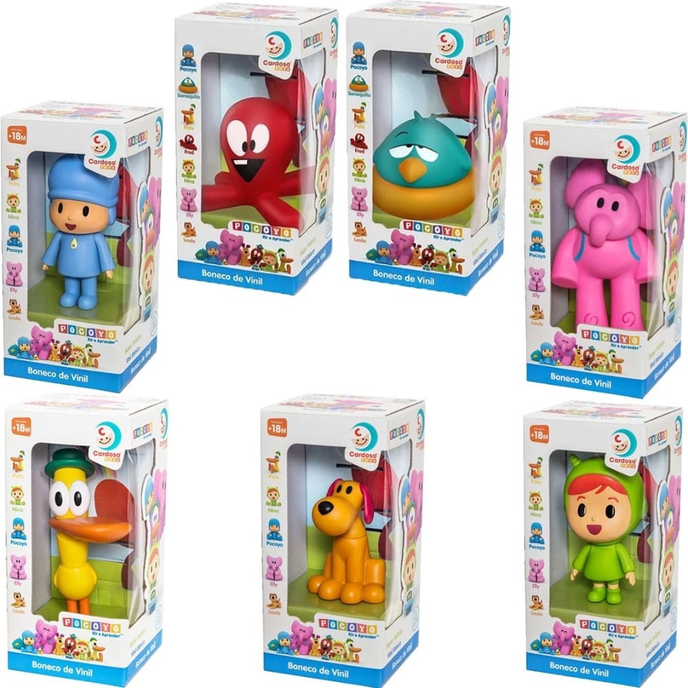 Kit 7 Bonecos Vinil Pocoyo Elly Pato Loula Nina Fred E Sonequinha Turma ...