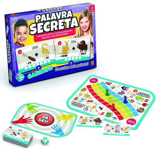 Jogo Palavra Secreta de Mesa Tabuleiro Infantil 01800 Educativo Didático  Alfabetização Letras Criança grow