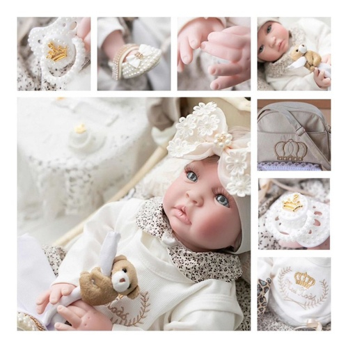 Boneca Bebê Reborn Princesa Larinha Loira Roupa Creme 53cm - Chic Outlet -  Economize com estilo!