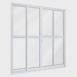 Porta de Alumínio de Correr 215x200cm 4 Folha 2 Fixas com Vidro Lucasa Ideale Menor preço em Porta de Alumínio de Correr 215x200cm 4 Folha 2 Fixas com Vidro Lucasa Ideale