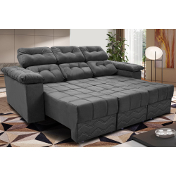 Sofa Itália 2,40 Mts Retrátil e Reclinavel Tecido Suede Cinza - Cama InBox Menor preço em Sofa Itália 2,40 Mts Retrátil e Reclinavel Tecido Suede Cinza - Cama InBox