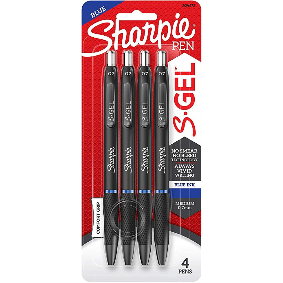 S Gel Gel Pens Medium Point 0.7mm Blue Ink Gel Pen Pack of 4