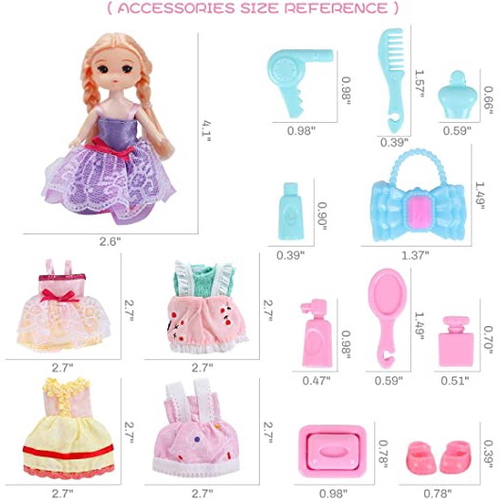 16 Pcs Mini Doll Travel Set for American Doll Adjustable Doll
