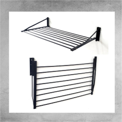 Menor preço em Varal Dobravel De Parede 6 Varetas Aluminio 80 Cm Preto