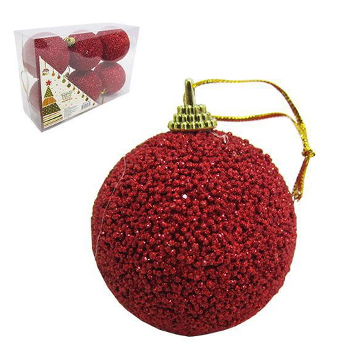 Bola de Natal Glitter Cor Vermelha 4cm Jogo com 12 Peças - 1923521