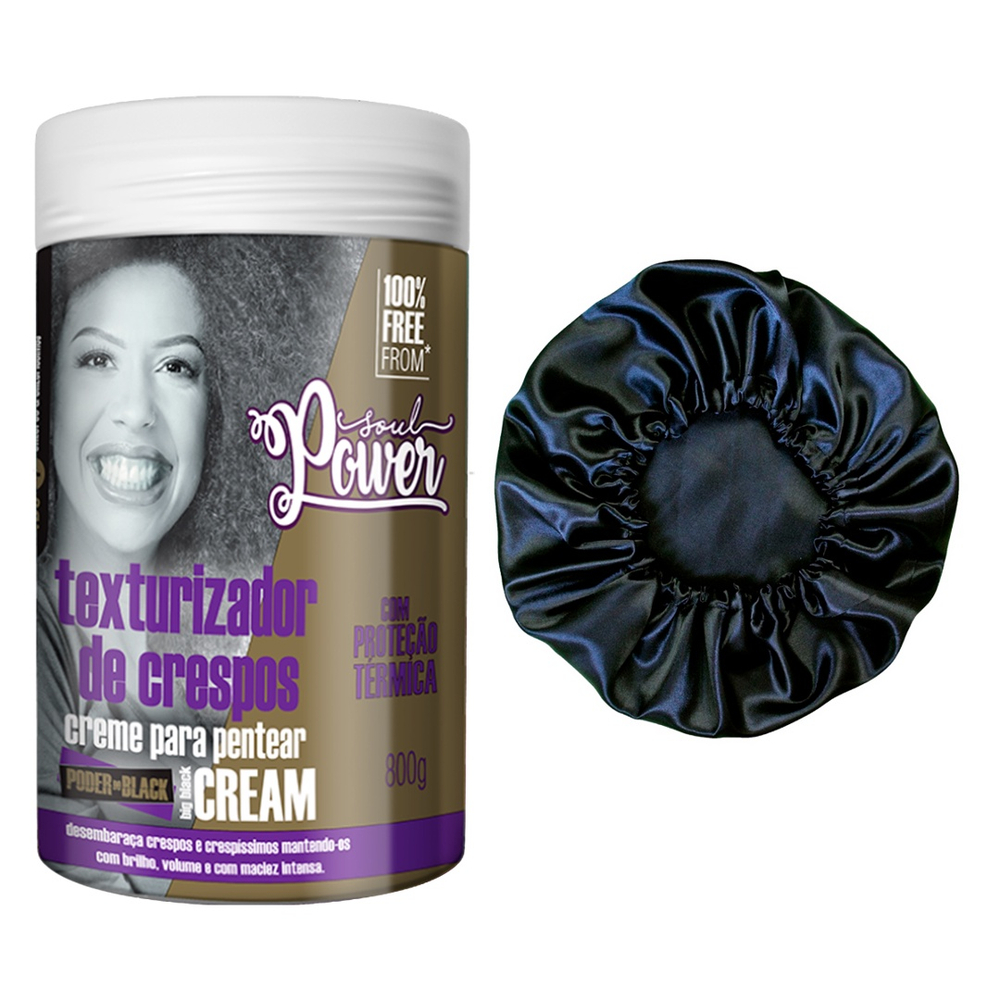 Creme Pentear Soul Power Big Black Cream G Touca Cetim No Shoptime