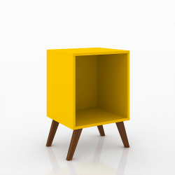 Mesa de Cabeceira Retrô com Nicho Amarelo Movelbento Menor preço em Mesa de Cabeceira Retrô com Nicho Amarelo Movelbento