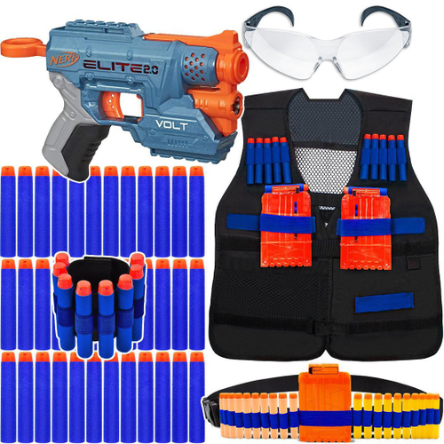 Kit Lançador Volt Nerf + Colete + Acessórios + 60 Dardos em