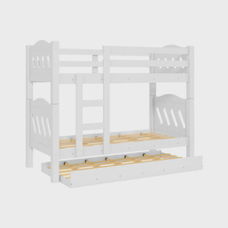 Beliche Perola Branco com Cama Auxiliar - Camas Fenix - mm Menor preço em Beliche Perola Branco com Cama Auxiliar - Camas Fenix - mm