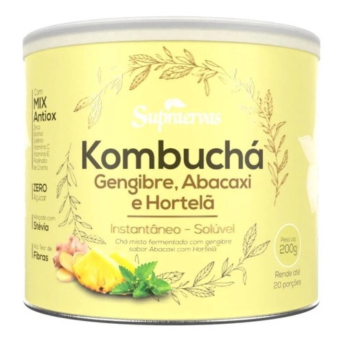 Chá Solúvel Gengibre, abacaxi E Hortelã Sem Açucar- Kombuchá em