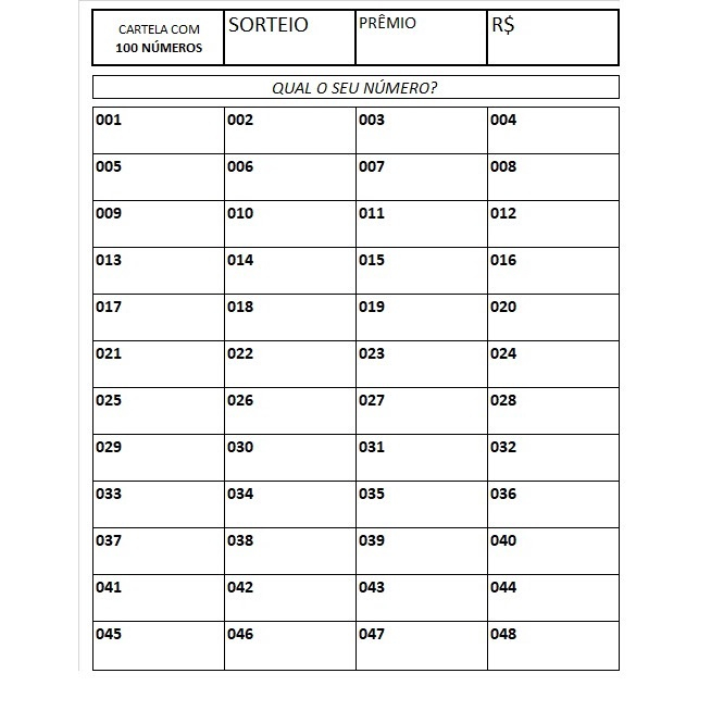 cartela de rifa com nomes, clubes, bicho e numeros todos por