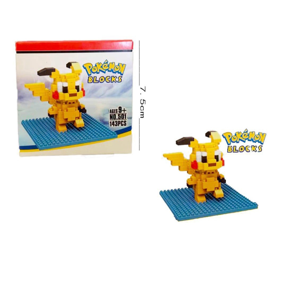 Brinquedo de Montar, Brinquedos Educativos, Mini Blocos de Construção  Pikachu (Pokémon), Tamanho Grande (Boneco após montado fica com 17 cm  altura) /