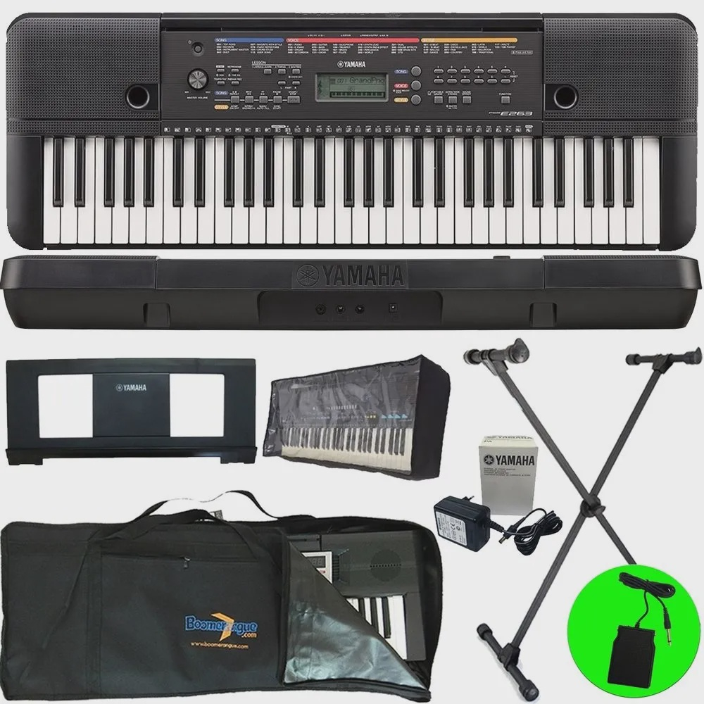 Kit Teclado Arranjador Teclas Psr E Preto Yamaha Completo Com