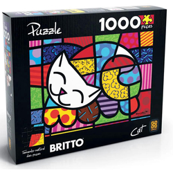 Puzzle Quebra Cabeça 1000 Peças Romero Brito Cat - 03264 Menor preço em Puzzle Quebra Cabeça 1000 Peças Romero Brito Cat - 03264