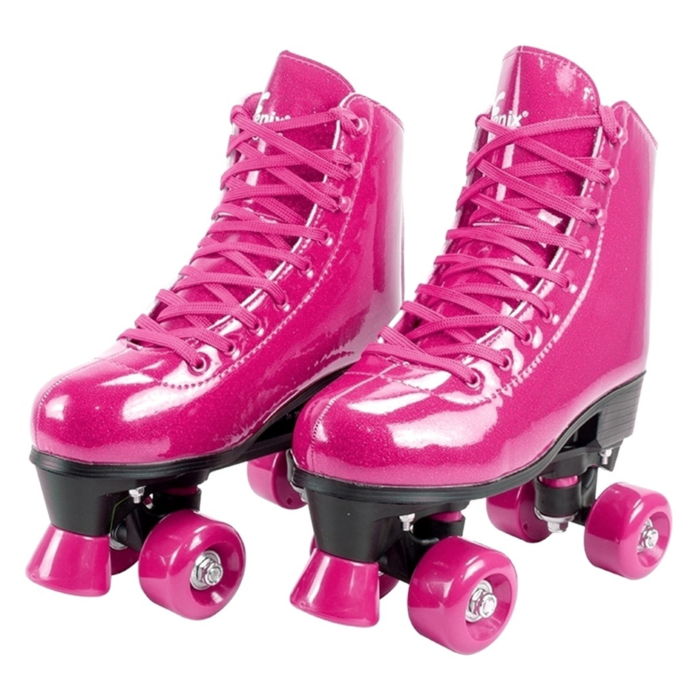 Patins Roller Skate 4 Rodas Rosa Brilhante Com Glitter Ajustáveis Fenix na  Americanas Empresas