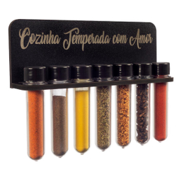 Porta Tempero Mdf Com 7 Potes Para Condimentos Menor preço em Porta Tempero Mdf Com 7 Potes Para Condimentos