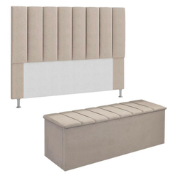 Kit Cabeceira Mais Calçadeira Bau luxo 0.90 cm Para Cama eros Suede bege carat-moveis é boa?