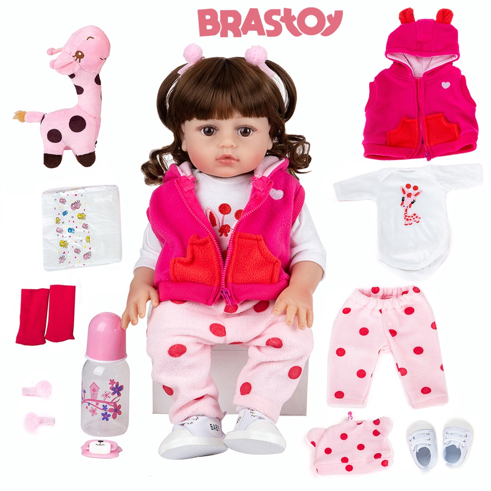 Bebe Reborn Girafinha Menina 100% Silicone 48cm no Shoptime