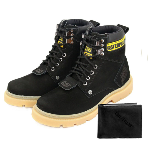 Bota Caterpillar de Couro Coturno Masculino Ref. 2064 Cor Black