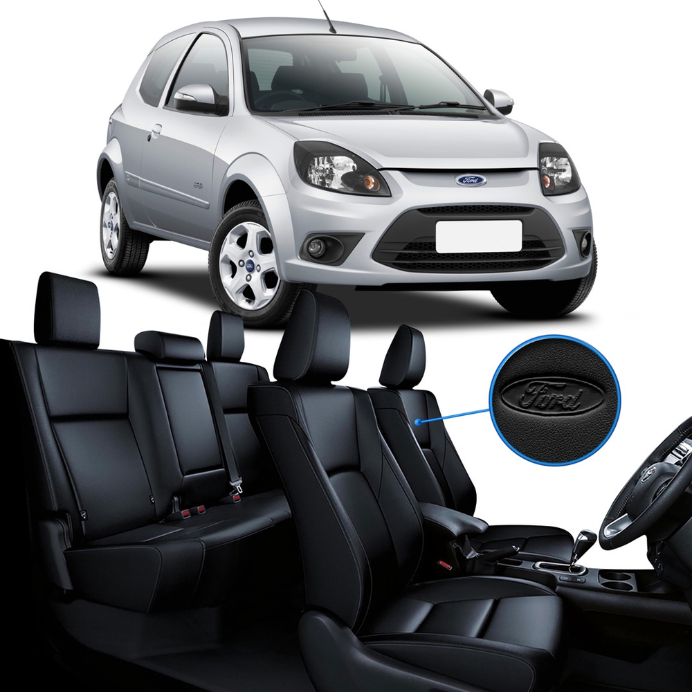 Capa De Banco De Couro Ecol Gico Preto Ford Ka A Em