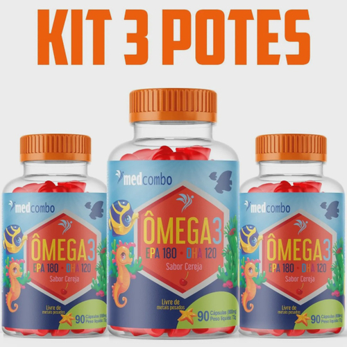 Kit Com 3 Unidades De Ômega 3 Infantil 90 Capsulas 800mg em