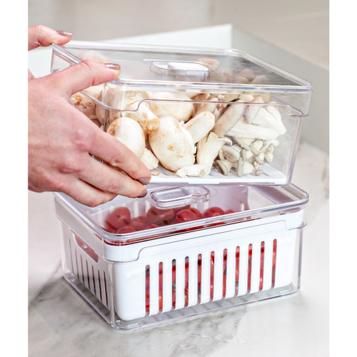 Kit 2 Organizadores De Geladeira Com Bandeja E Cesto De Drenagem 2,2L  Organizadores Clear Fresh ou em Promoção na Americanas
