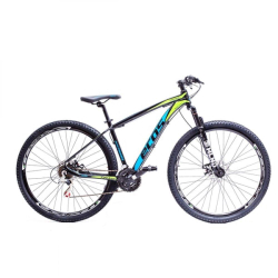 Bicicleta Aro 29 27 Marchas Freios Hidráulicos Preto e Azul Menor preço em Bicicleta Aro 29 27 Marchas Freios Hidráulicos Preto e Azul