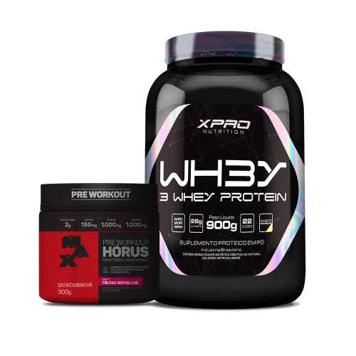 Kit Whey 3W 900g - Xpro + Pré-Treino Hórus 150g - Max Titanium Em ...