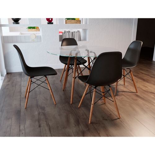 Conjunto Mesa de Jantar Preto Dubai 1,35m mdf com 4 Cadeiras Castanho /  Cacau em Promoção na Americanas