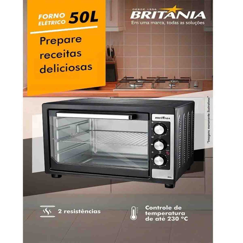 Forno Eletrico Bancada Britania 50 Litros Preto Em Promoção Na Americanas