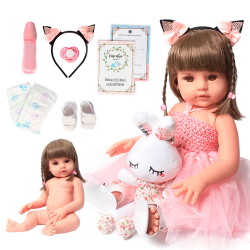 Boneca Bebê Reborn Menina Rosa 48cm Original 100% Silicone